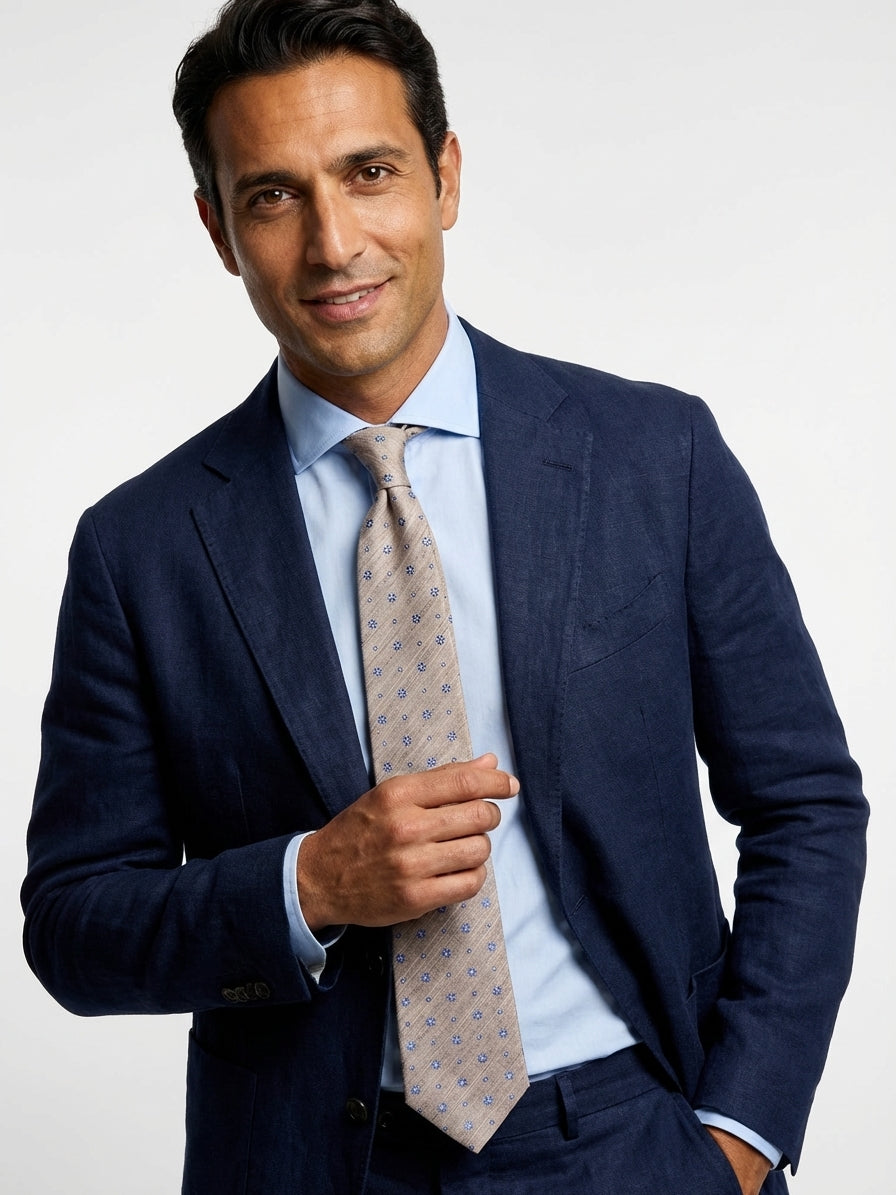 Cravatta 3 pieghe IRIS seta\lino beige