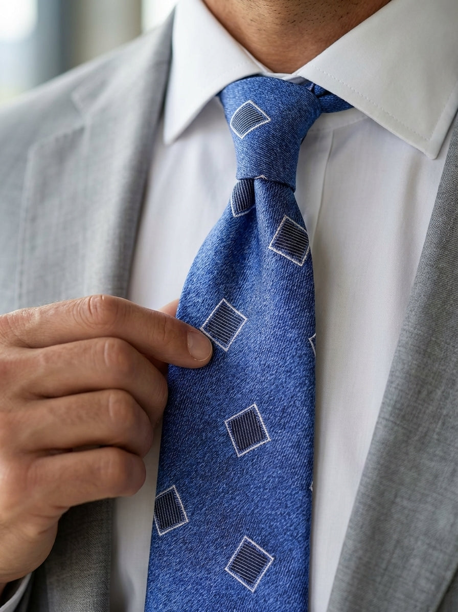 Cravatta 3 pieghe SEAL in seta jacquard Blu