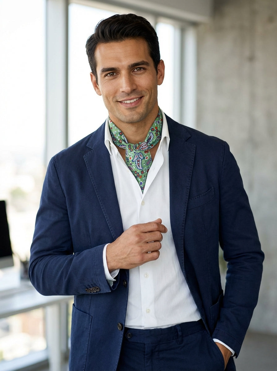 Foulard twilly verde chiaro in seta panama ABISSO