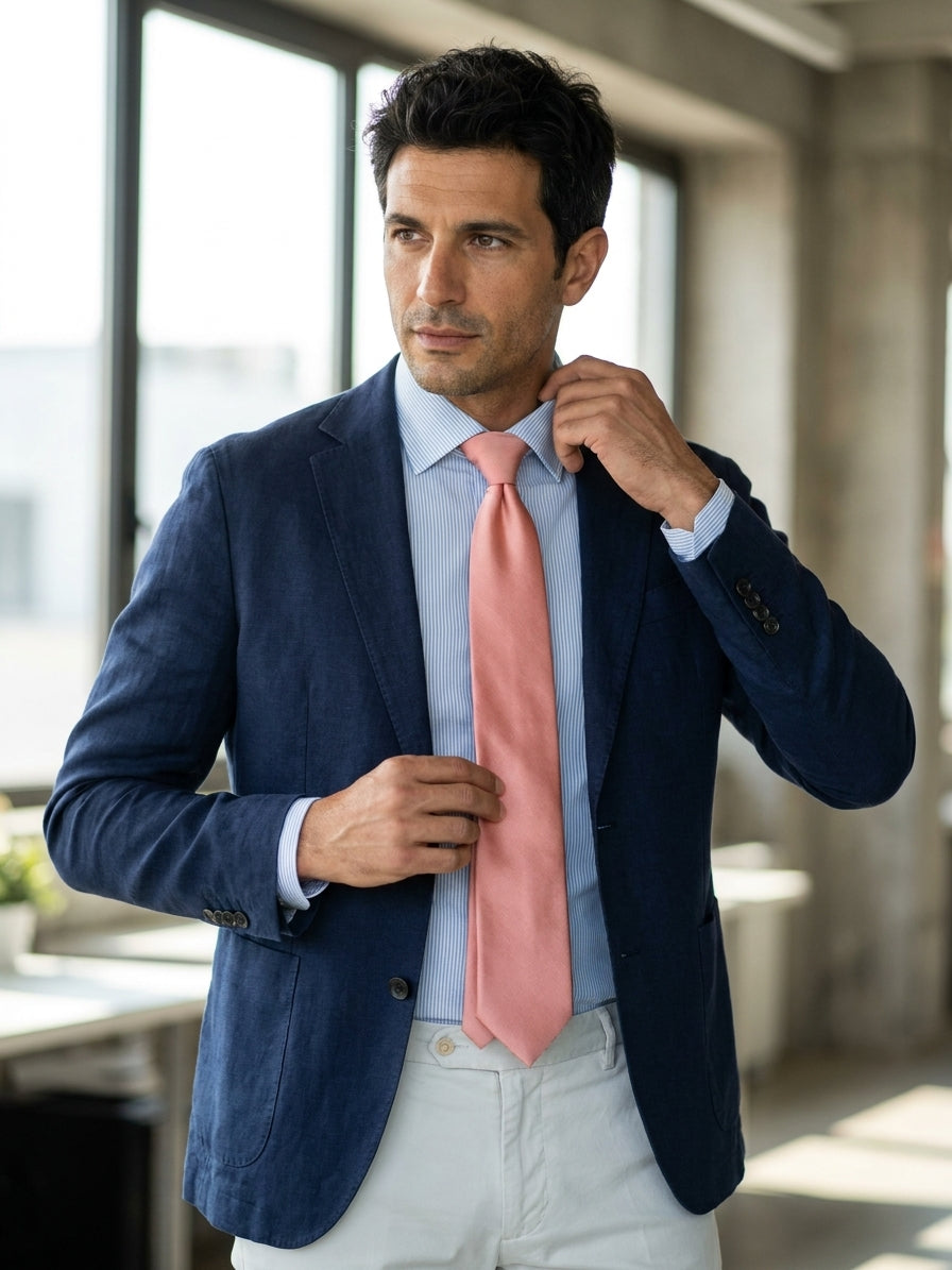 Cravatta 3 pieghe rosa in seta jacquard SAGLIETTA