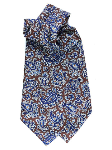 Foulard Di Seta Uomo Avantgarde | Ascot Con Stampa Fiori | Blu, Made In Italy - Foto 8