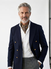 Ascot doppia punta giallo in seta stampata HERMY