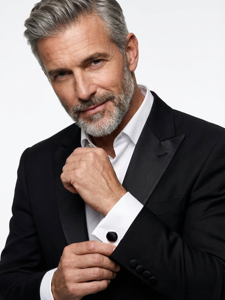 Gemelli da polso in pura seta raso NERO