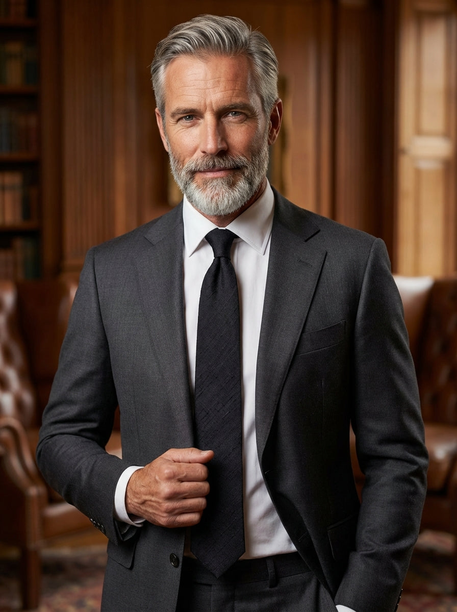 Cravatta 3 pieghe sfoderata FARMA in pura seta shantung nera