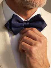 Papillon alto blu a punta già annodato AMANTEA in seta raso