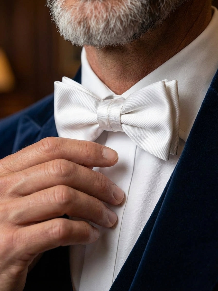 Papillon bianco già annodato AMANTEA seta raso