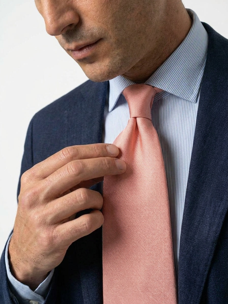 Cravatta 3 pieghe rosa in seta jacquard SAGLIETTA