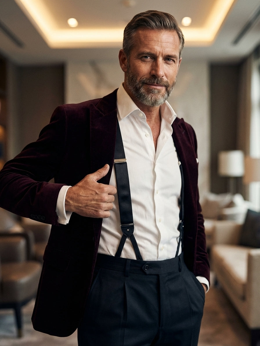 Bretelle nere AMANTEA in pura seta raso con clip e lacci