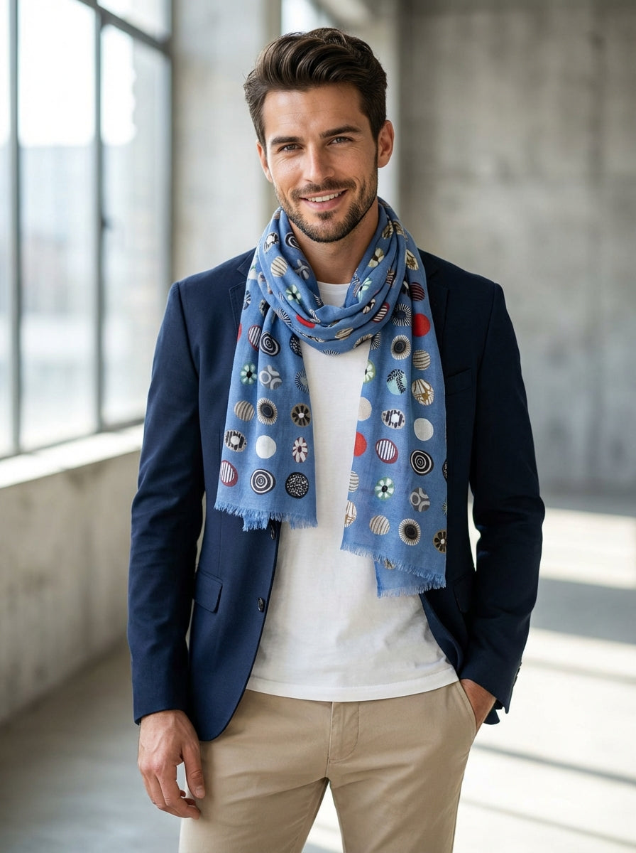 Sciarpa blu avion in cotone FABRIS