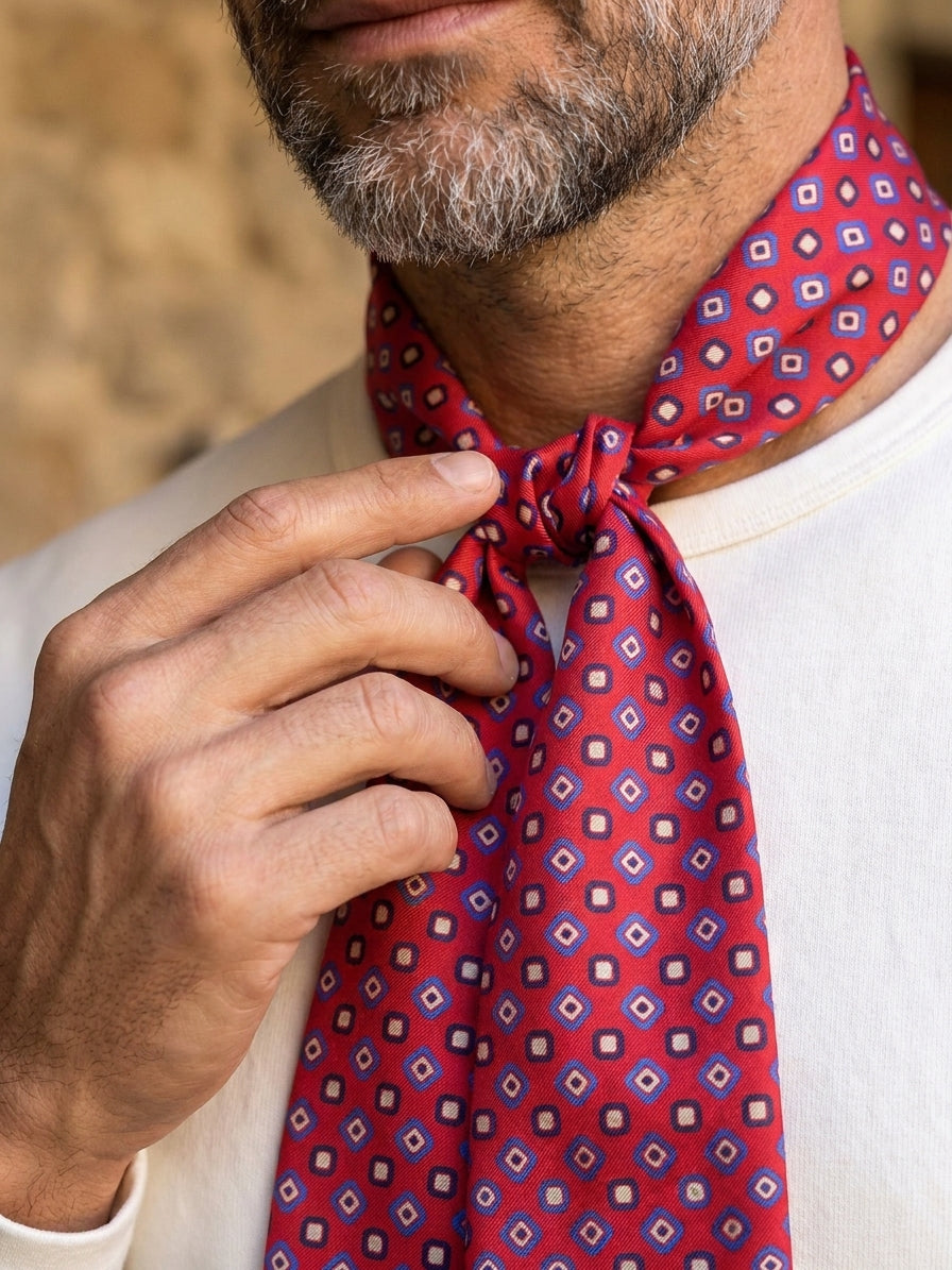 Twilly rosso in seta twill Caren