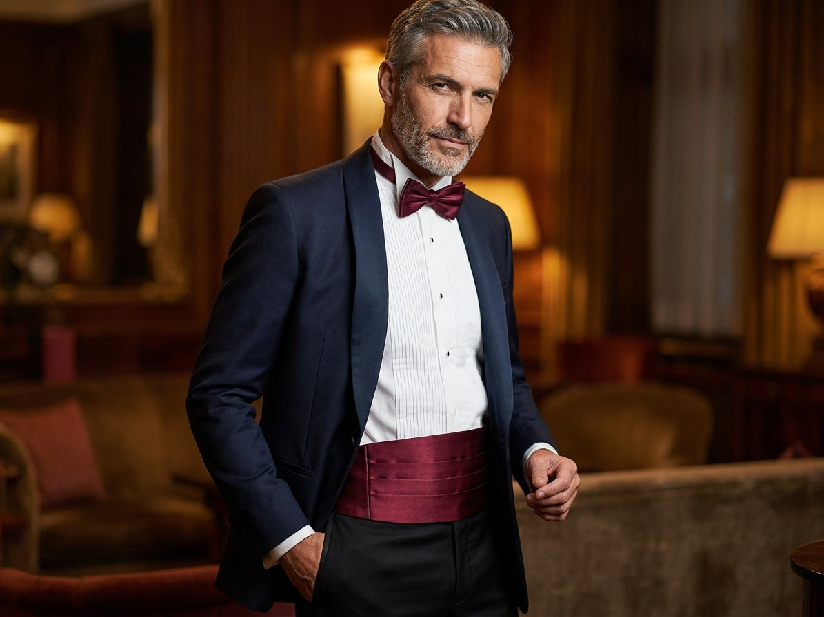 Fascia da Smoking Bordeaux AMANTEA in seta raso