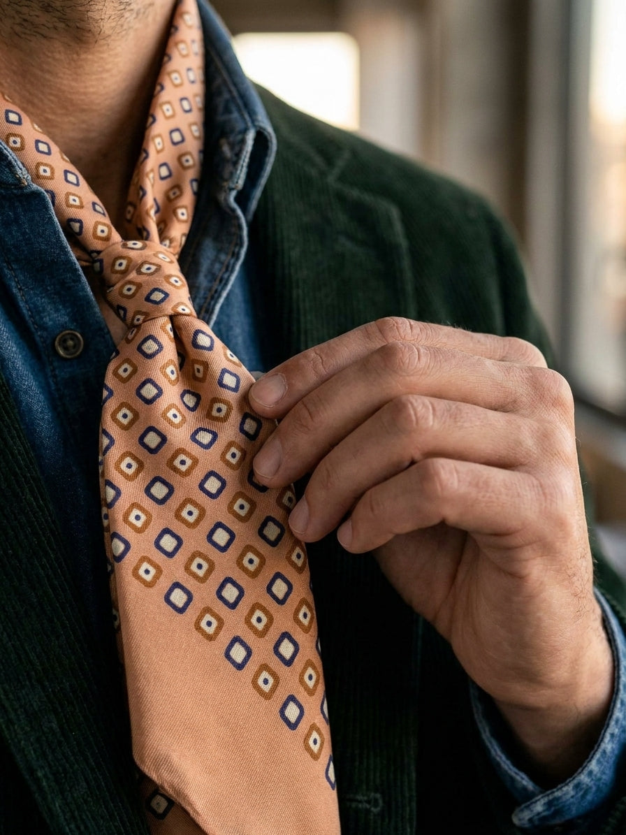 Twilly marrone chiaro in seta twill Caren