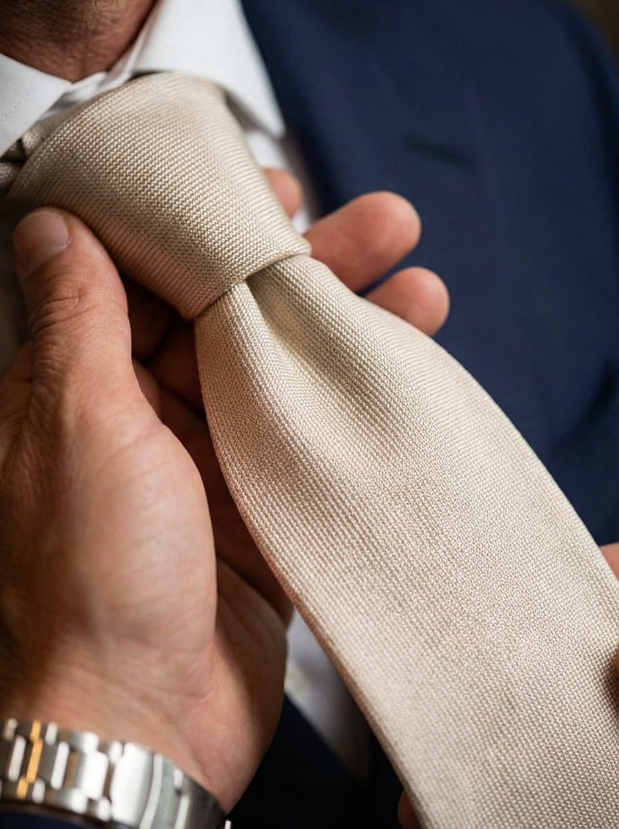 Cravatta 3 pieghe DACCA in seta stampata lusso Grigio Perla