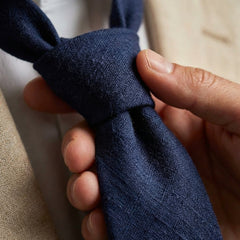 Cravatta 3 Pieghe FARMA Seta shantung Blu Scuro