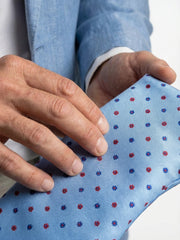 Portaocchiali celeste Severi in seta stampata inglese