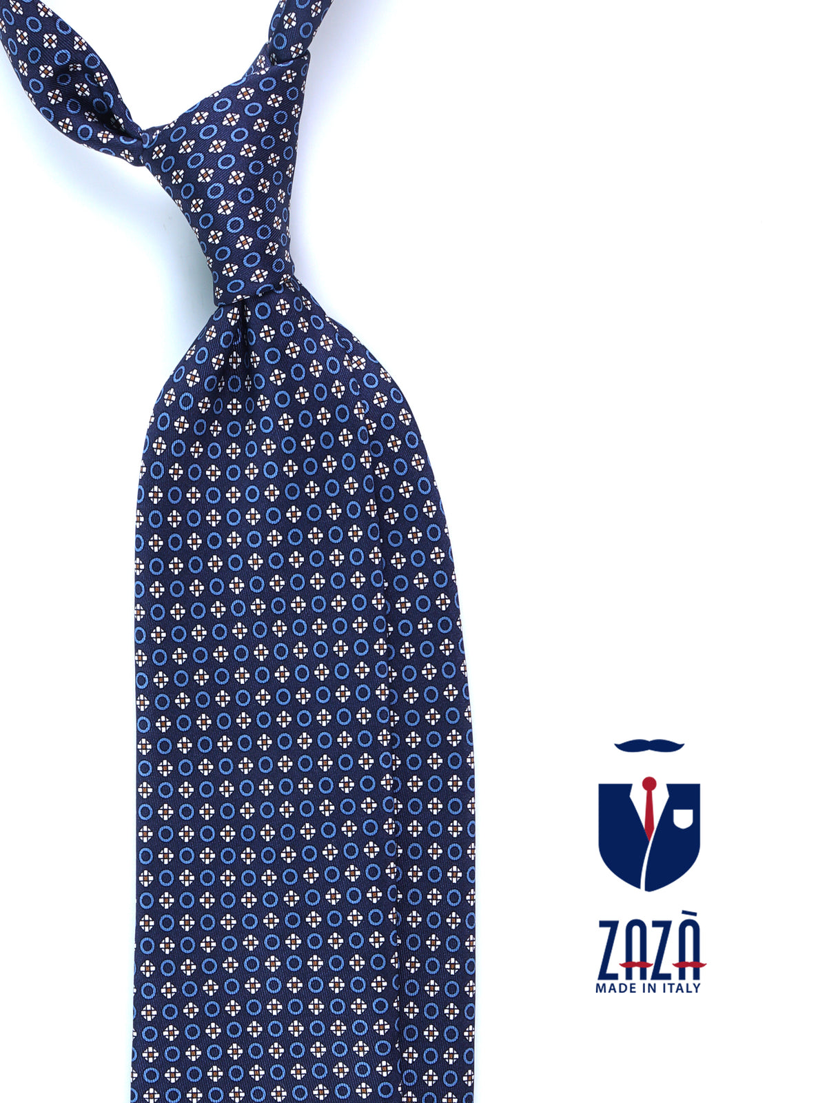 Cravatta blu 3 Pieghe BEATRYCE in seta stampata