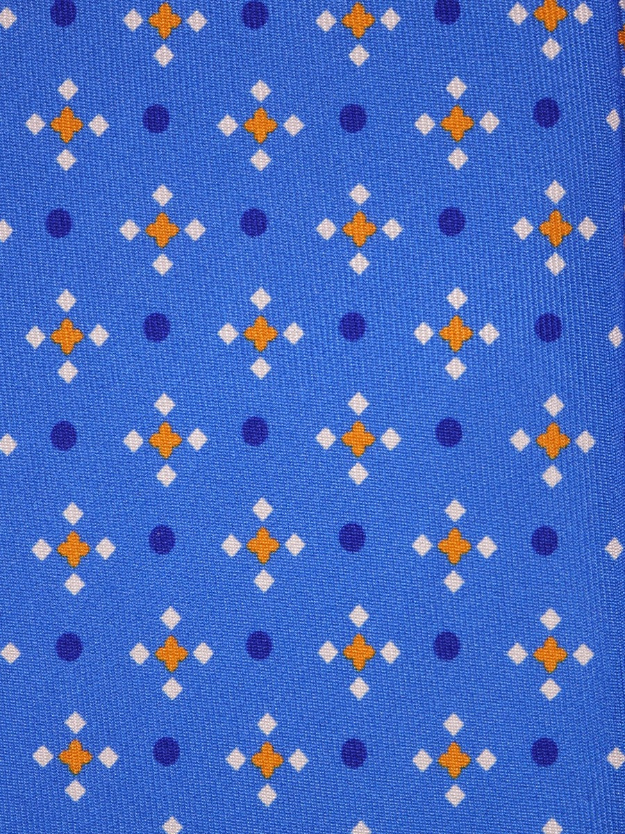 Cravatta celeste OFELIA in seta stampata - PARTICOLARE