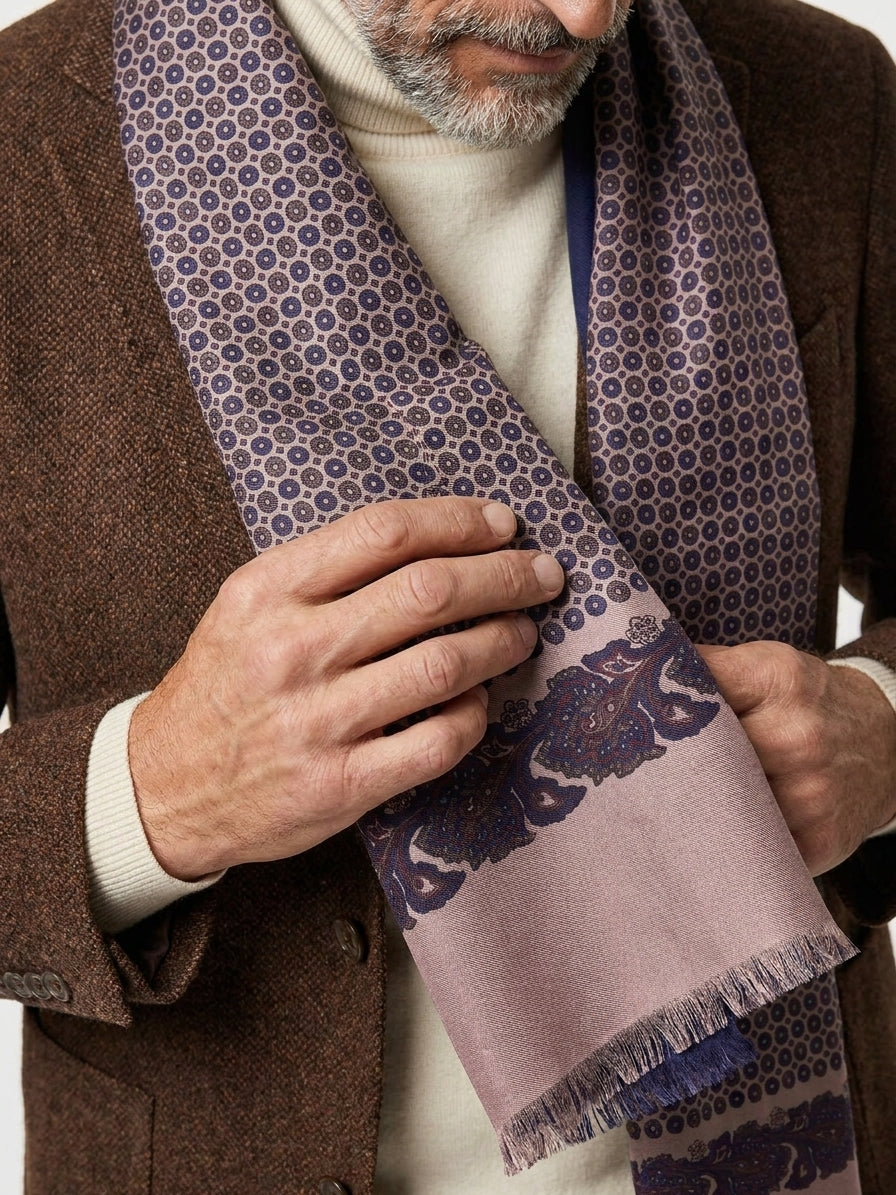 Sciarpa beige doppiata in seta\modal  MANOLA