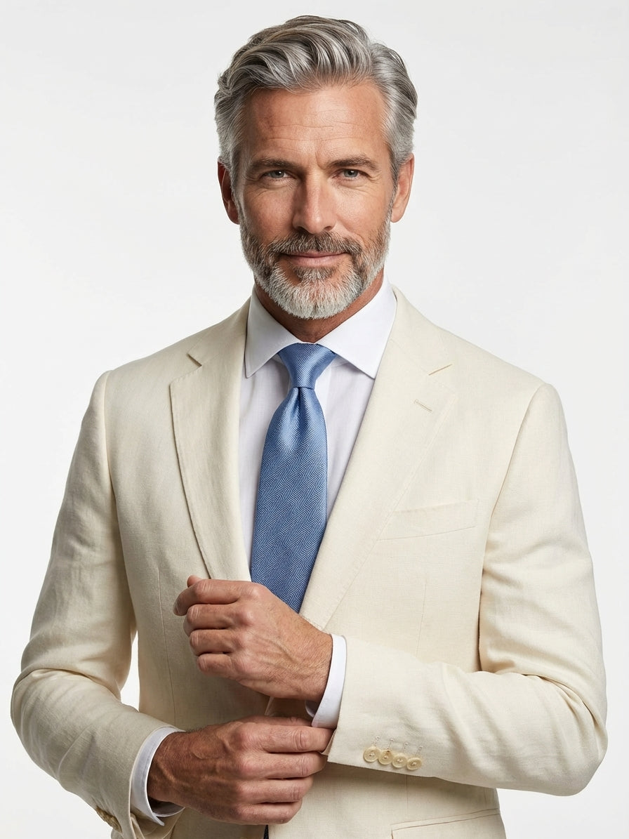 Cravatta 3 Pieghe celeste OCEAN seta tessuto