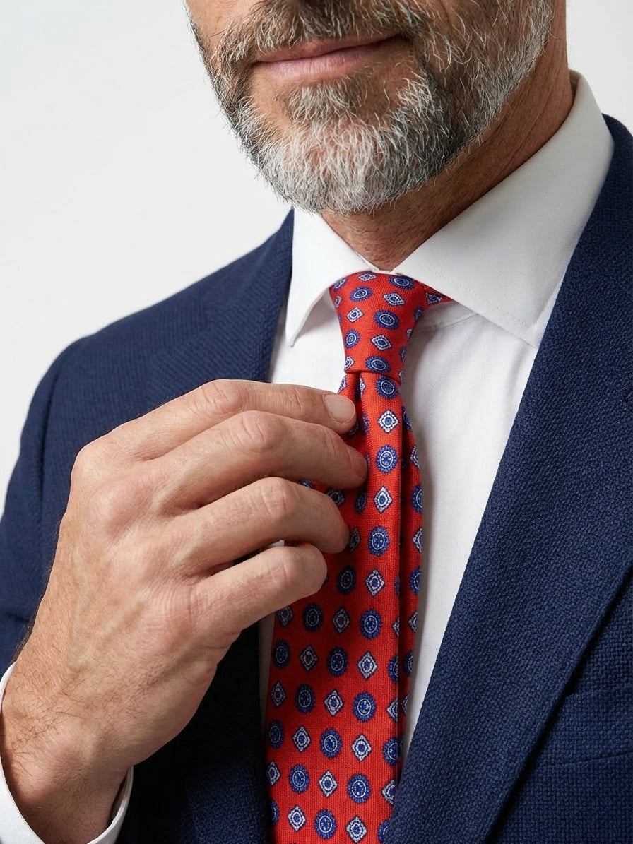 Cravatta 3 Pieghe rosso REDDANCE seta stampata inglese