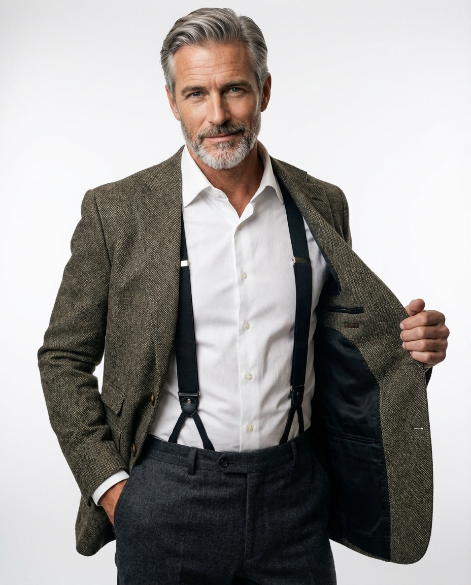 Bretella 100% seta inglese con lacci in tessuto e clip DACCA Nera