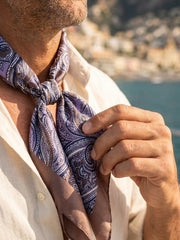 Foulard ARABESQUE glicine in seta stampata