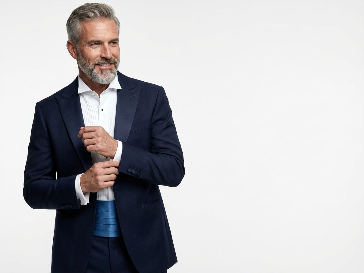 Fascia da Smoking blu avion AMANTEA in seta raso