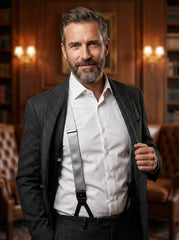 Bretelle grigio AMANTEA in puro raso con lacci e clip