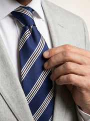 Cravatta 3 pieghe VERTUS in seta jacquard Blu