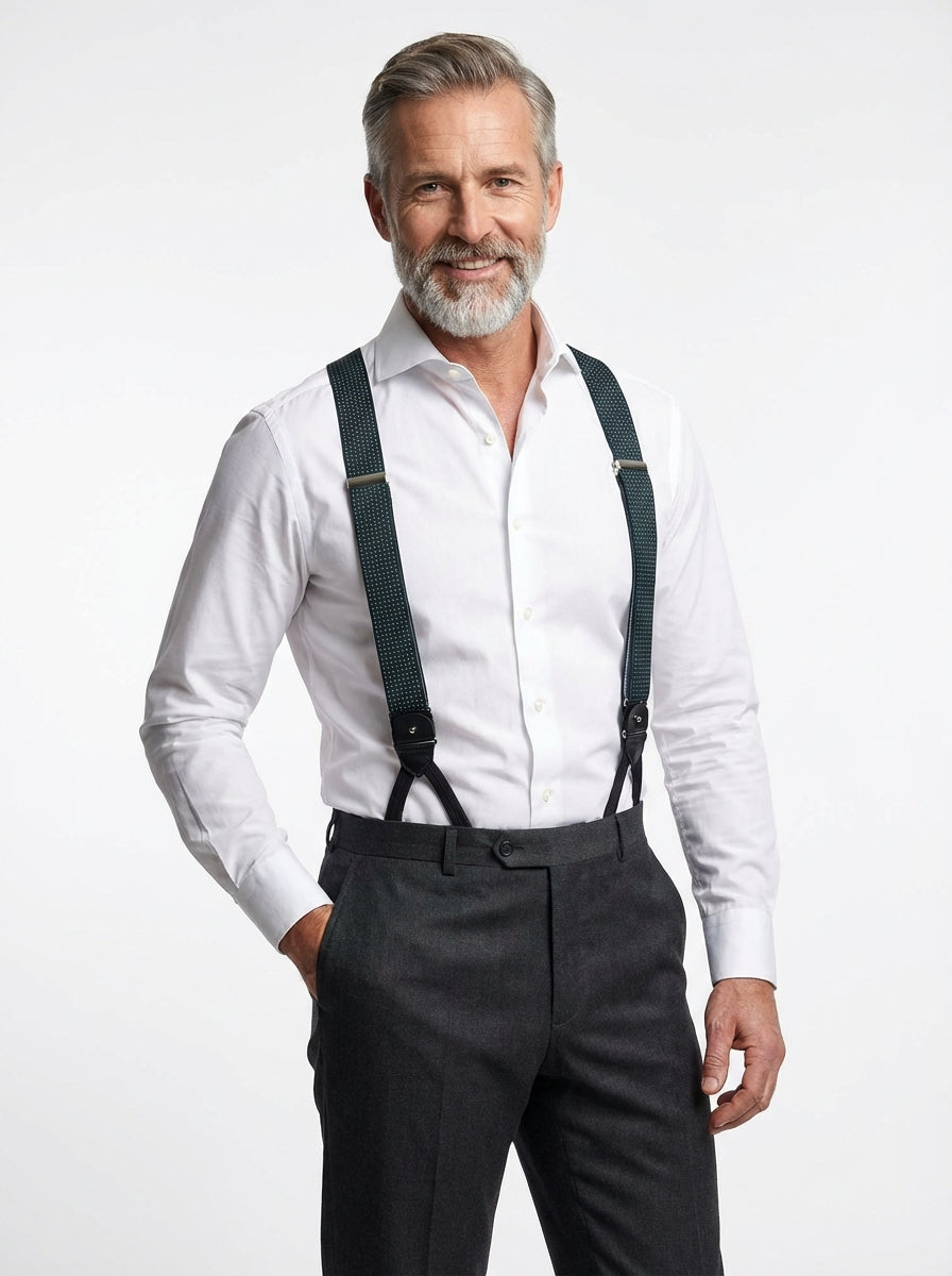 Bretella a Y in elastico a pois con lacci e clip ELASTIC Verde Foresta