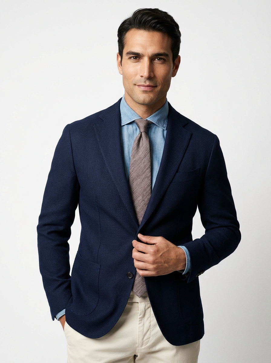 Cravatta 3 pieghe ROCCIA seta lino marrone