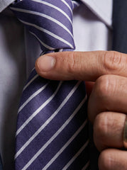 Cravatta 3 pieghe CENERE seta cotone blu