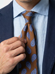 Cravatta 3 pieghe sfoderata BANE seta\lino marrone chiaro