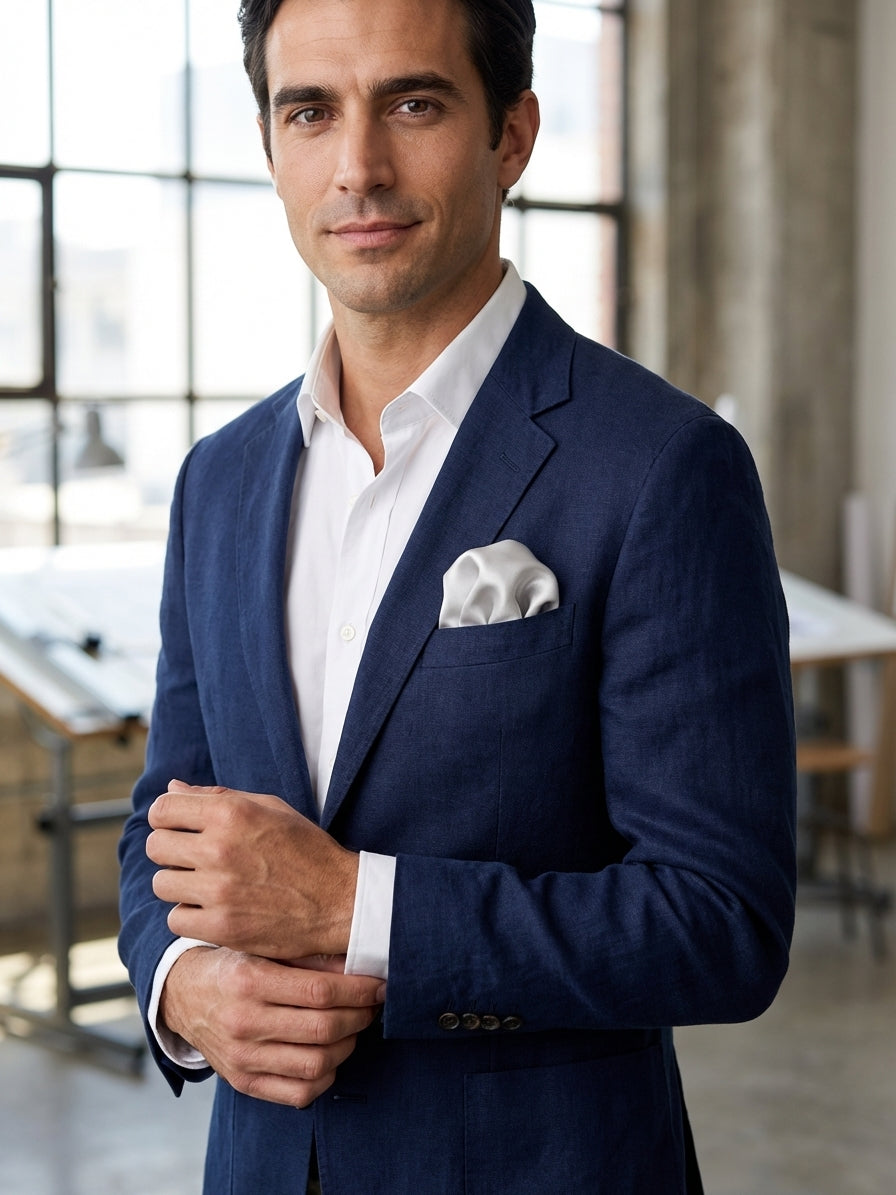 Fazzoletto da taschino in seta CALISTA Grigio Chiaro