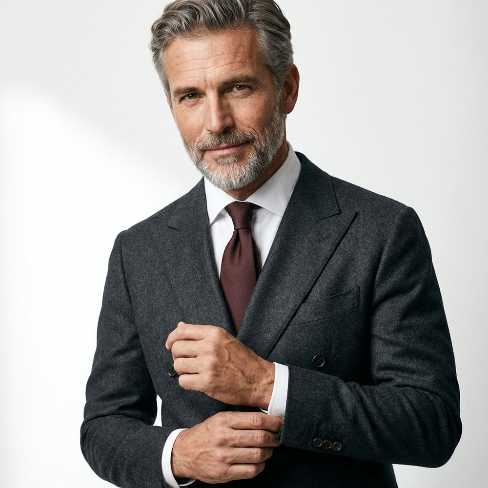 Cravatta 7 Pieghe DACCA in seta inglese stampata Marrone