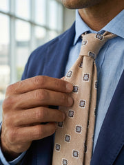 Cravatta 3 pieghe CASE in seta jacquard Beige