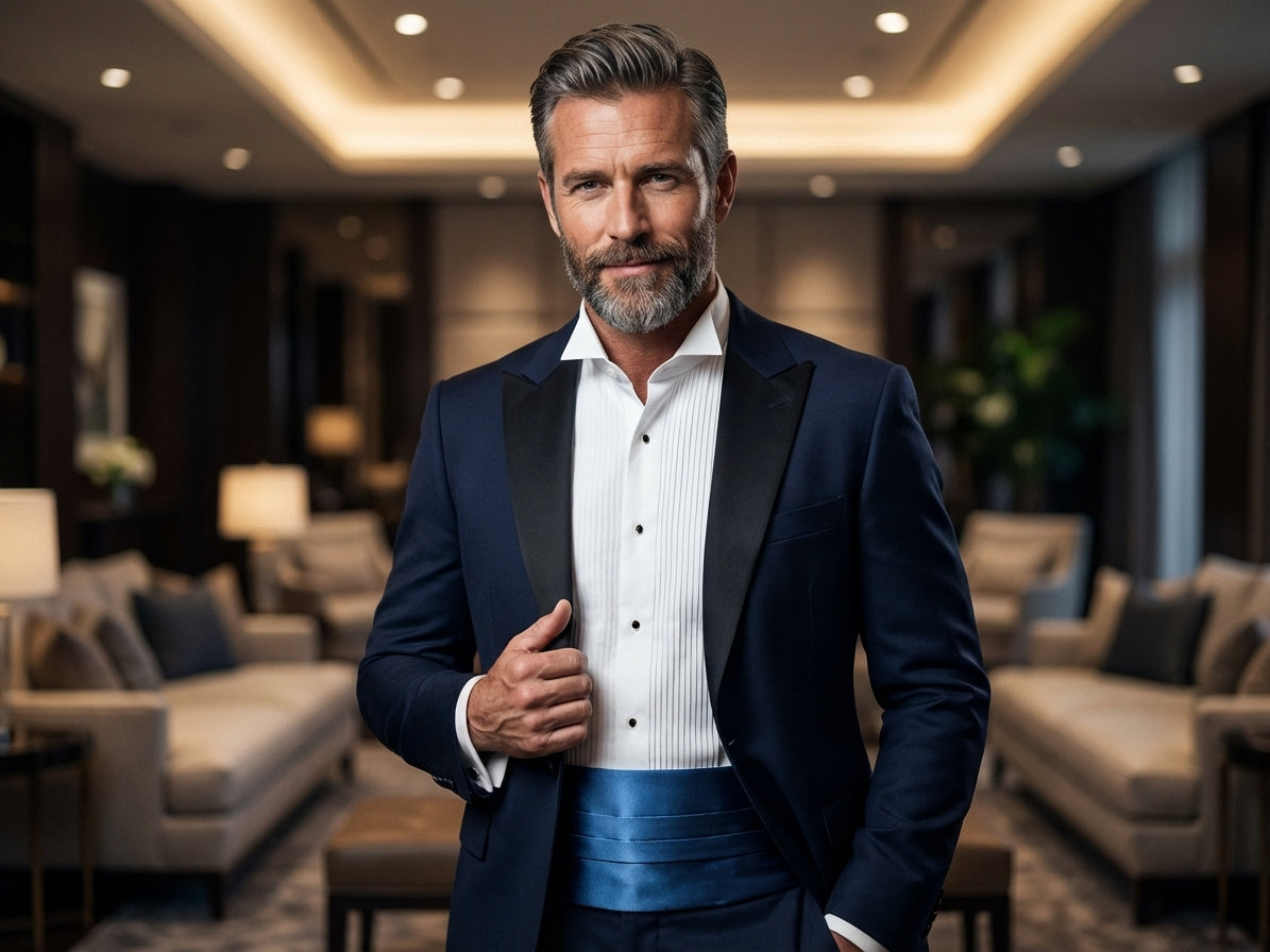 Fascia da Smoking blu avion AMANTEA in seta raso