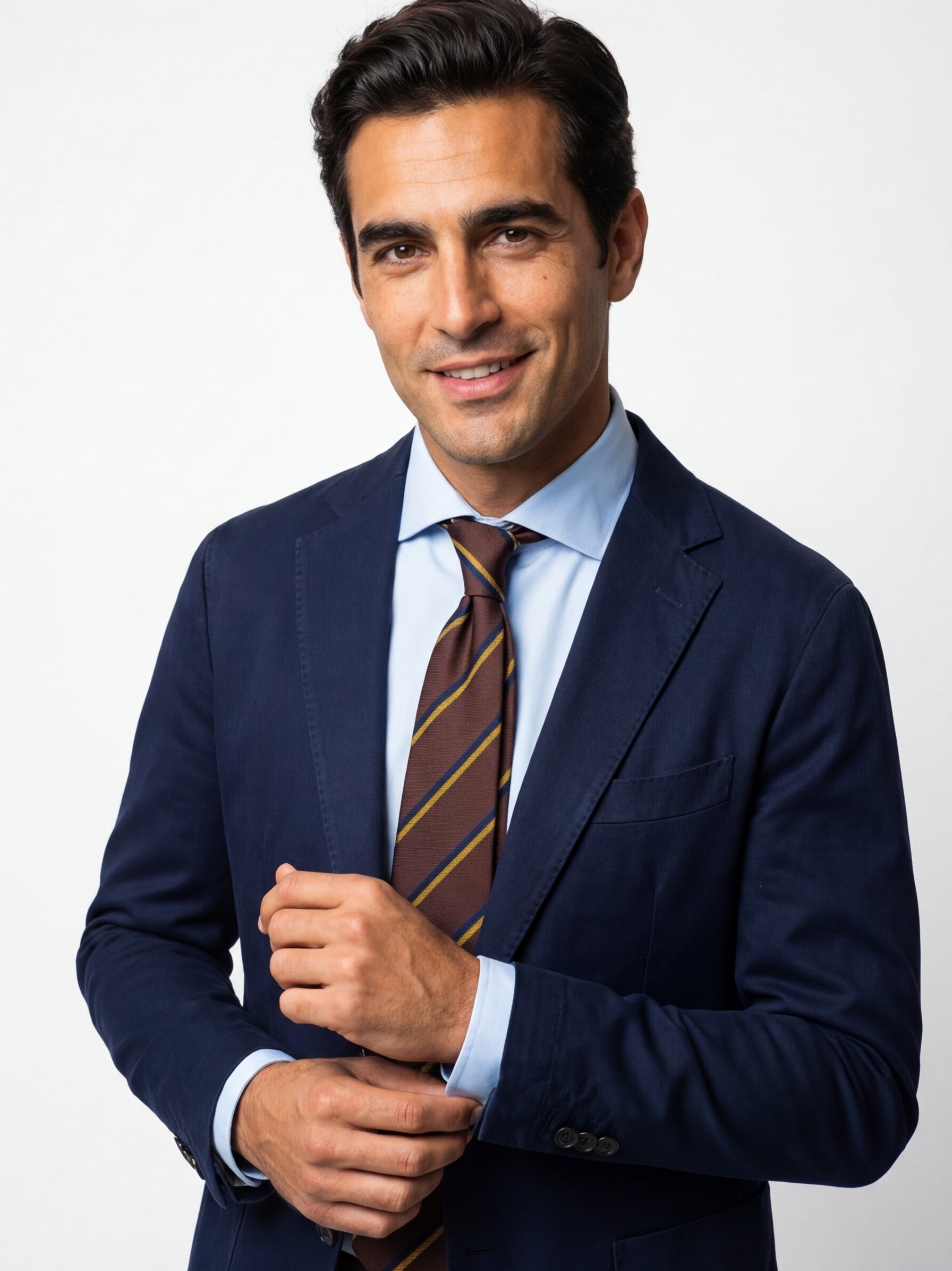 Cravatta 3 pieghe KENT in seta jacquard marrone