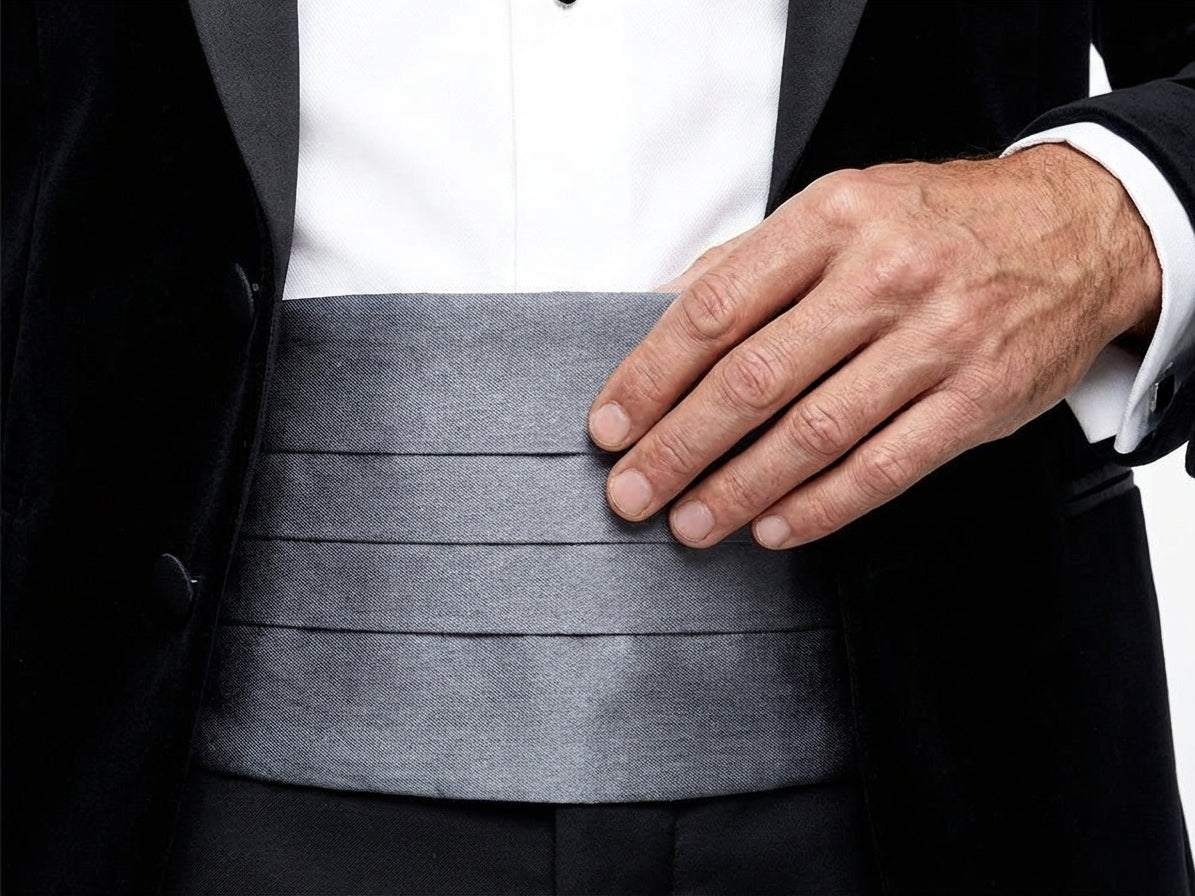 Fascia da Smoking Grigio Scuro AMANTEA in seta raso
