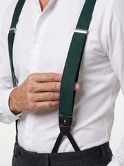 Bretella a Y in seta shantung verde con lacci in tessuto e clip FARMA