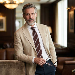 Cravatta 3 pieghe sfoderata marrone BIRTO 100% seta shantung