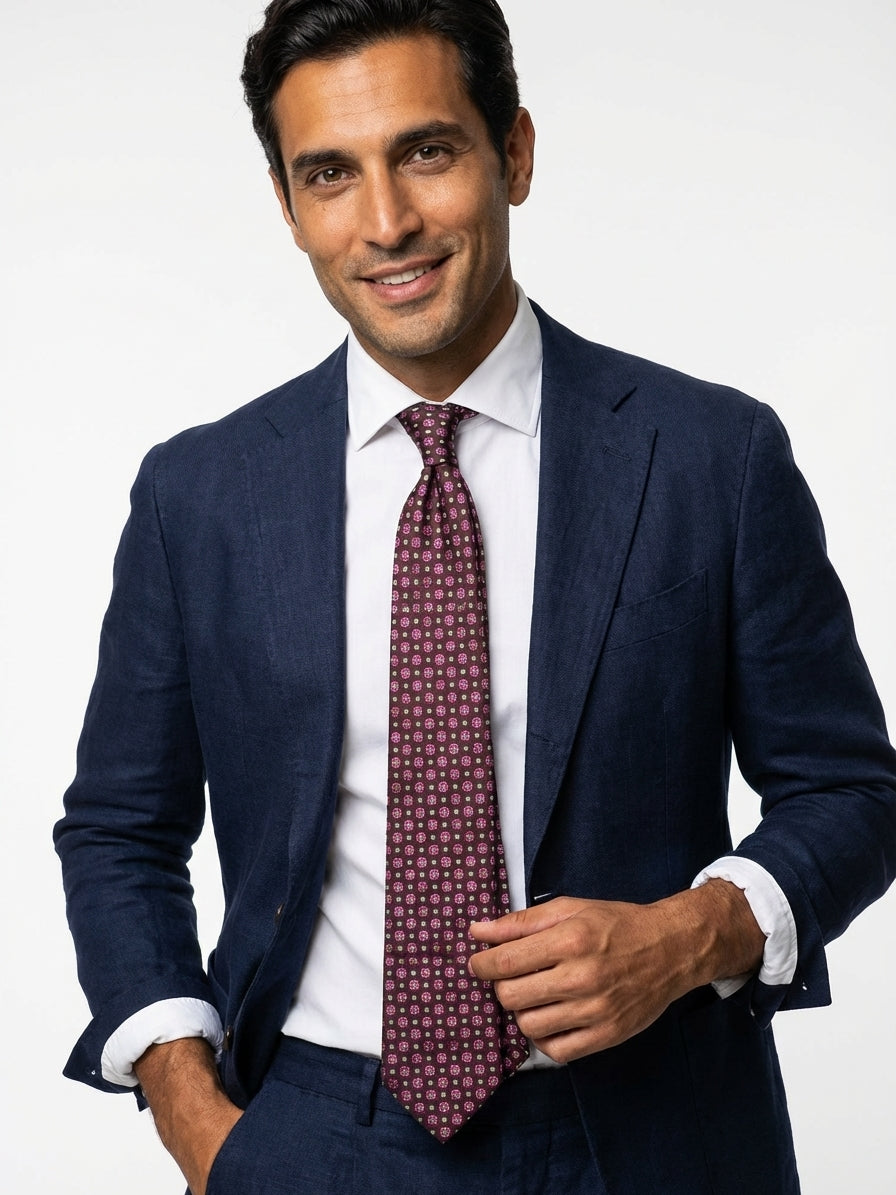 Cravatta 3 pieghe STACEY in seta tessuta marrone