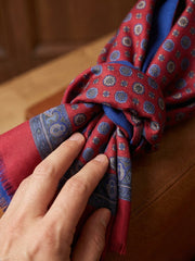 Sciarpa doppiata in seta\lana stampata MIMOSA rosso