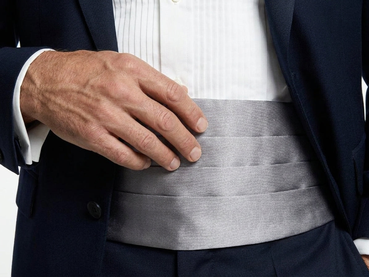 Fascia da Smoking Grigio AMANTEA in seta raso