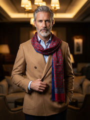 Sciarpa doppiata in seta\lana stampata MIMOSA rosso