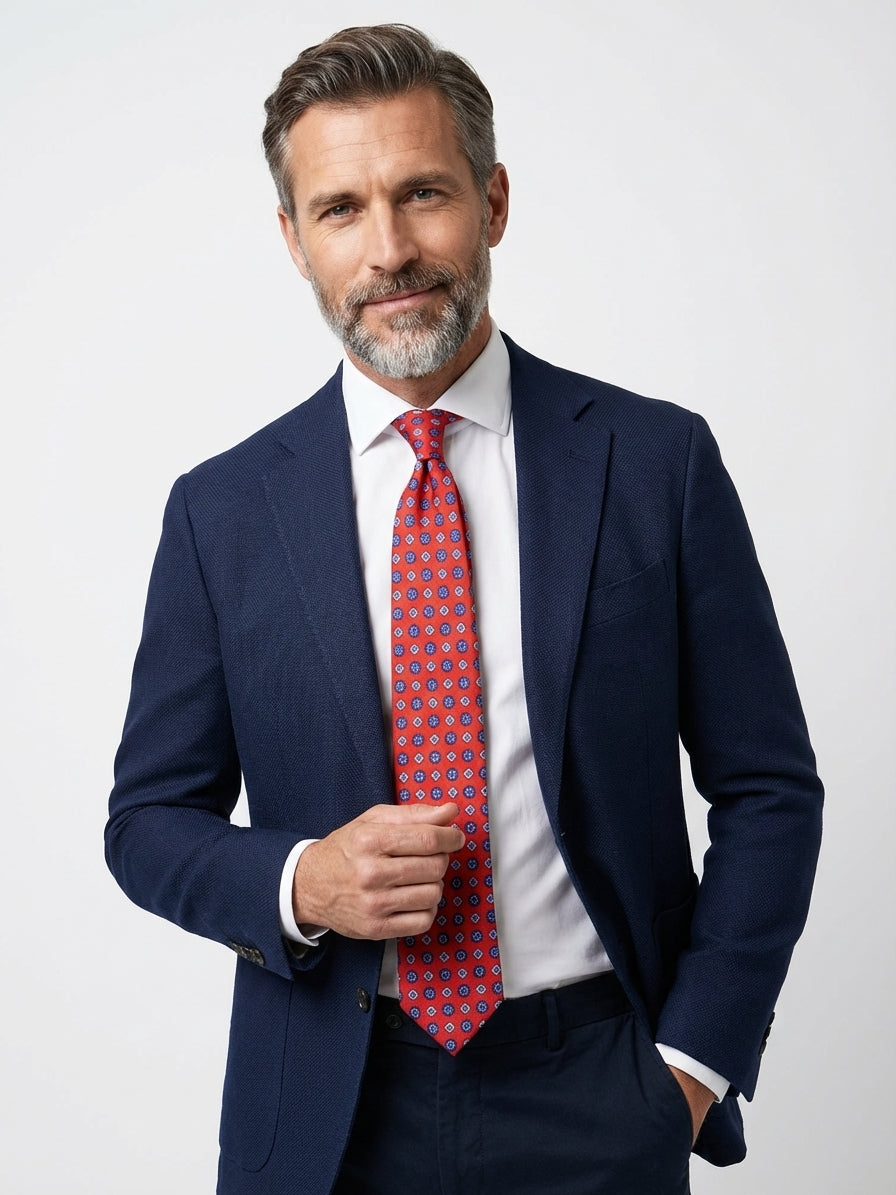 Cravatta 3 Pieghe rosso REDDANCE seta stampata inglese