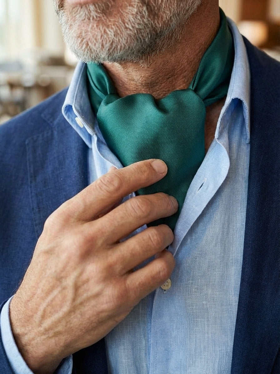 Ascot uomo CALISTA 100% SETA TWILL Verde Scuro