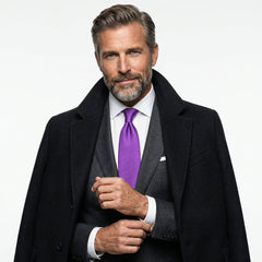 Cravatta 3 Pieghe DACCA in seta inglese stampata Viola