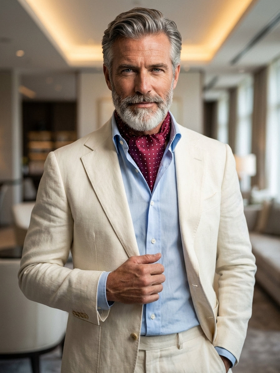 Ascot uomo in pura seta VADENA Bordeaux