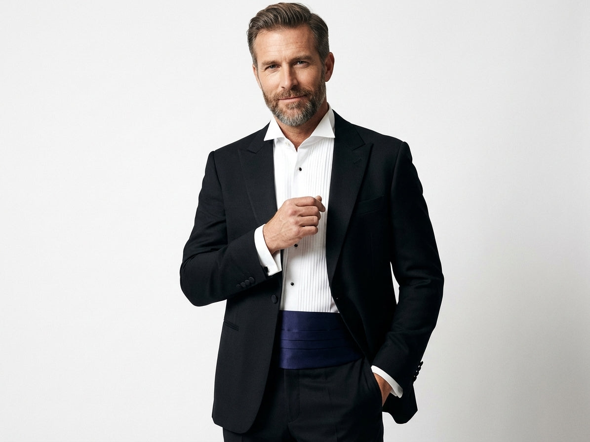 Fascia da Smoking Blu Marine AMANTEA in seta raso